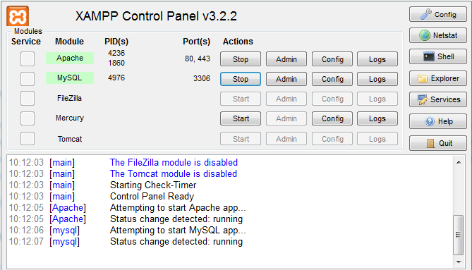 XAMPP Control Panel